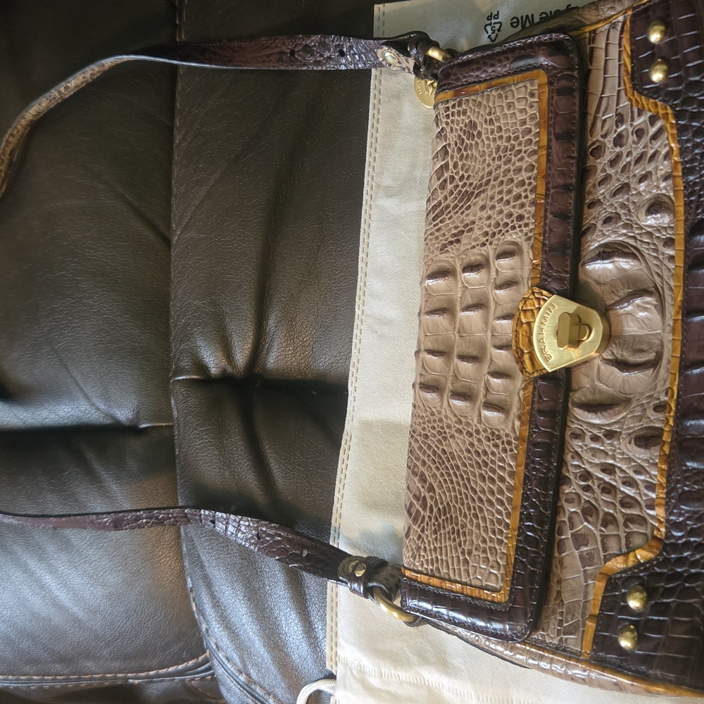 Brahmin Tan and Brown Embossed Leather Bag - Picture 3 of 17
